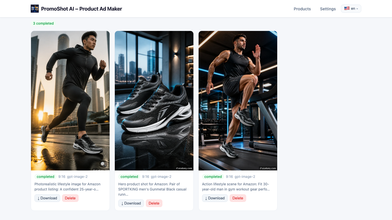 Generated marketing images for sneakers